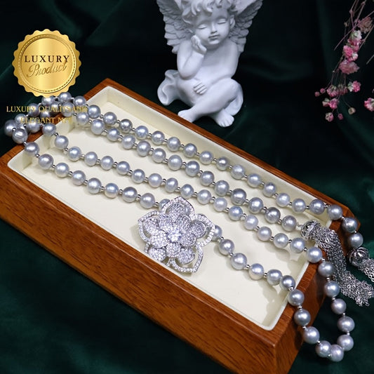 Beautiful Y-Shaped Necklace featuring Natural Freshwater Pearls and a Floral Clasp, with an Adjustable Chain perfect for Women. Versatile enough for both Daily Wear and Special Occasions, this necklace comes in a Gift Box making it a perfect present for