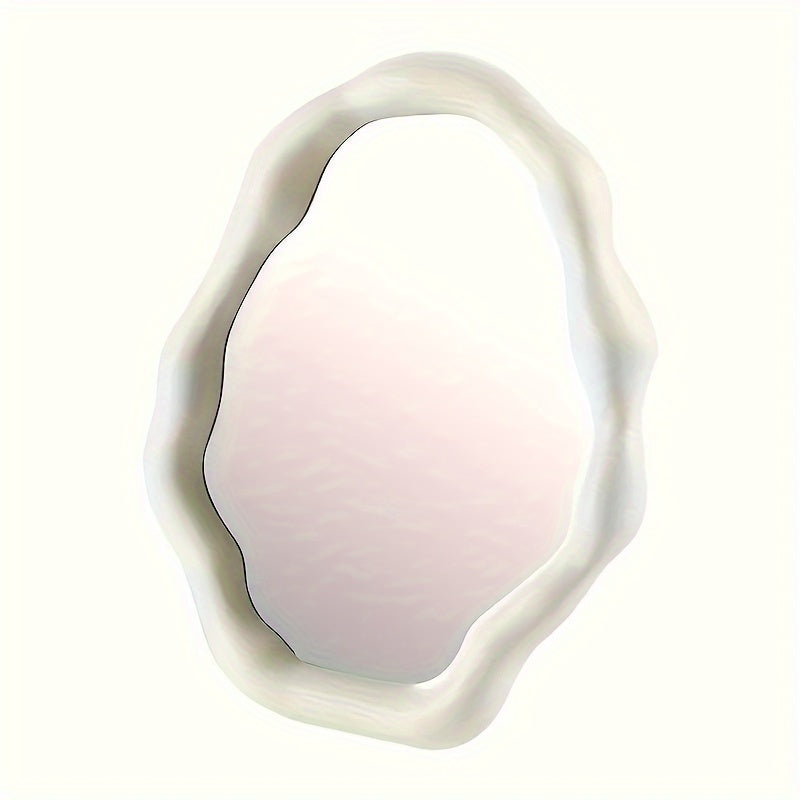 Stylishly Unique Adjustable Desktop Makeup Mirror - Plastic Frame with Glass Surface for Chic Bathroom, Office & Bedroom Decor, Compact and Portable Makeup Mirror