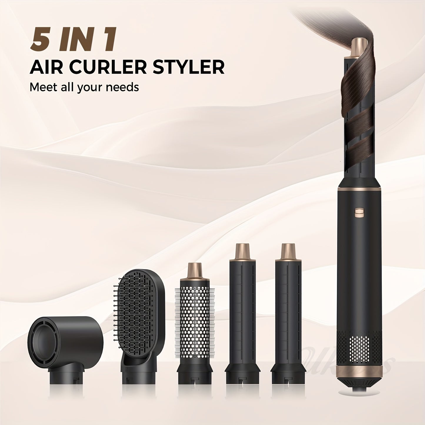 5-in-1 Hot Air Brush with 110000 RPM and 800W power, EU Plug. Can be used for styling, drying, and curling hair.