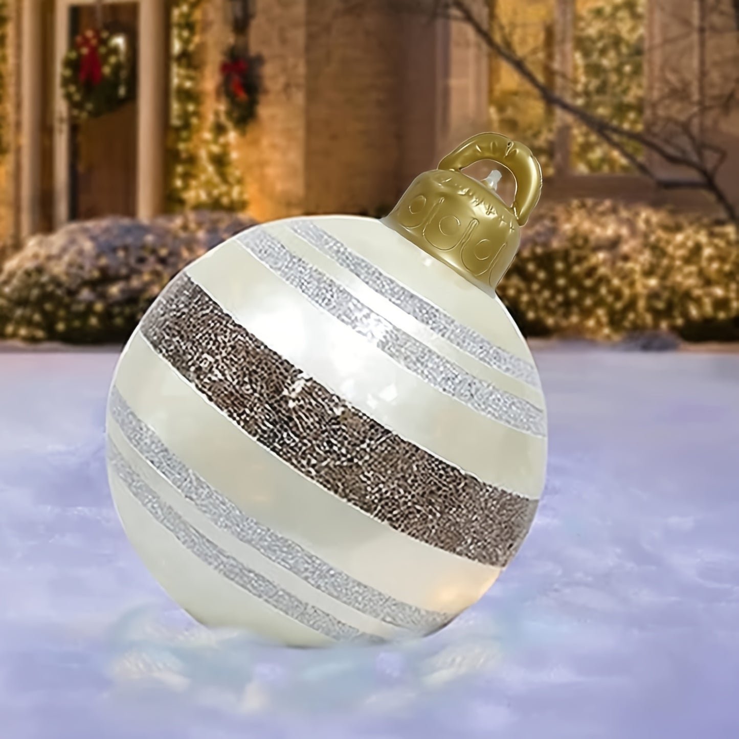 Inflatable Christmas balls are eye-catching PVC balloons used in gardens, entrance passages, front doors, terraces, lawns, and entrance halls for seasonal decoration.