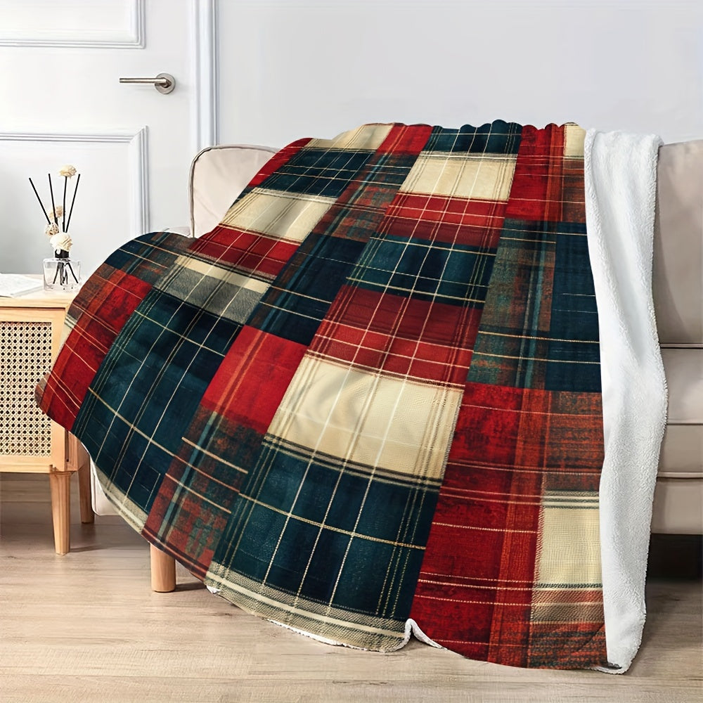 Cozy Rustic Plaid Flannel Throw Blanket with Soft Scottish Tartan Texture - Perfect for All Seasons! Easy to Clean in the Machine, No-Fuss Polyester Material. Lightweight at 250-300g, Great for Bed, Sofa, Home Office, Christmas Decor, or as a Gift for