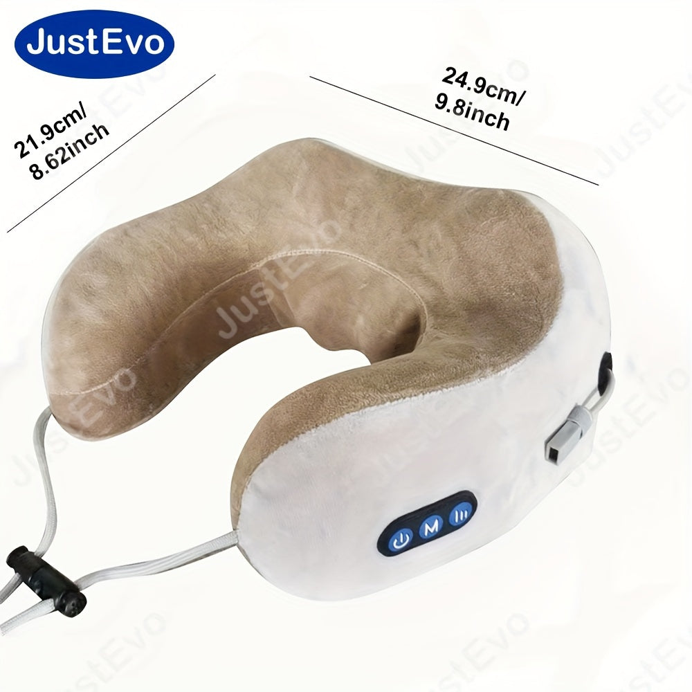 JustEvo U-Shaped Electric Neck Massager - USB rechargeable with memory foam for relaxation at home, office, or while traveling