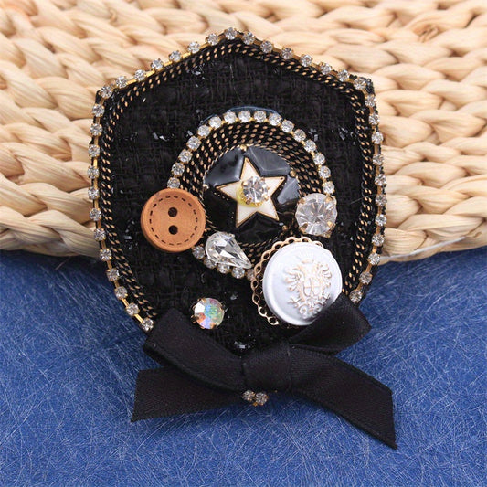 Exquisite Baroque Style Rhinestone Brooch Featuring Imitation Button Design, A Versatile and Luxurious Fashion Accessory Perfect for Clothing, Bags, and Hats