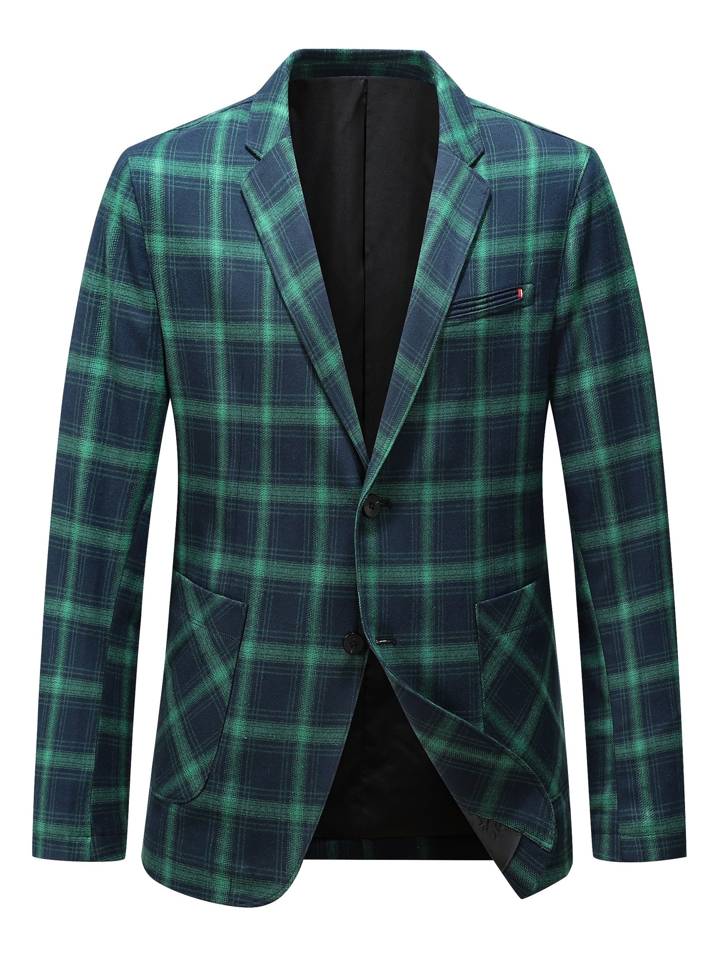 Men's plus size summer blazer in casual plaid, long sleeve, machine washable, suit jacket.