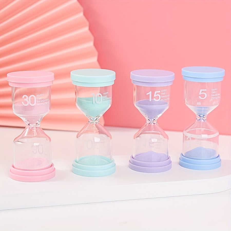 Vibrant Glass Sand Timer Set (5-30 Minutes) - Perfect for Games, Classroom, Home & Office Decor, Educational Tool for Kids, Available in 1pc or 4pcs, Stylish Home Accent