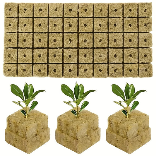 Pack of 100 Square Soilless Cultivation Holes for Agricultural Plant Germination and Seedling Tools.