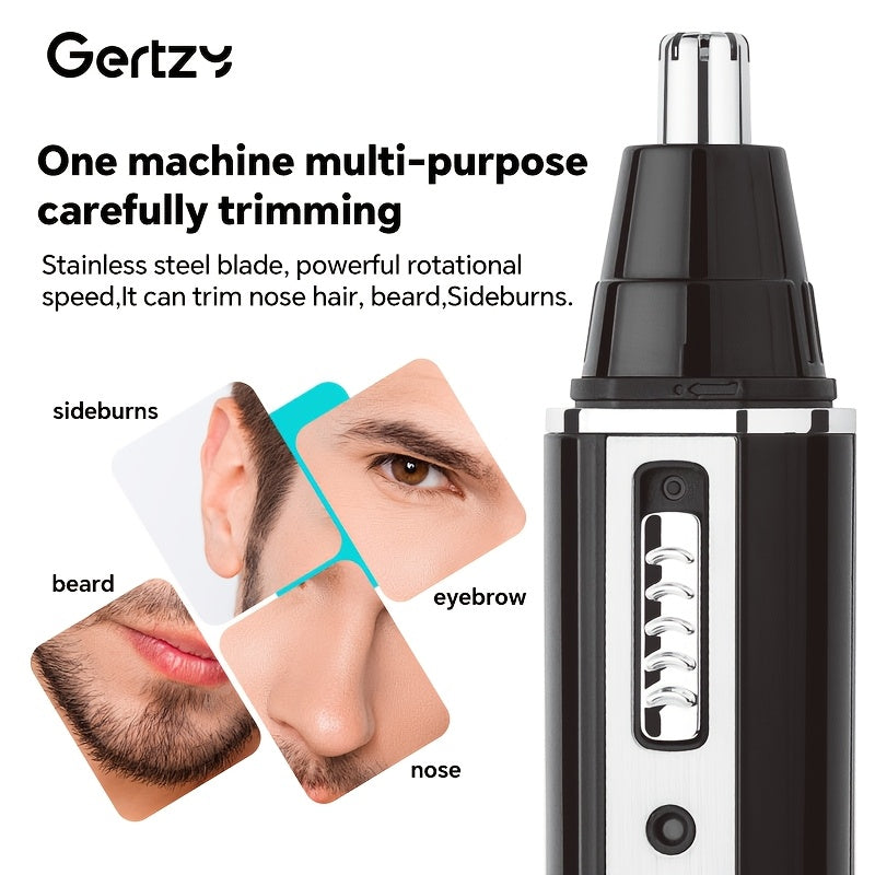 GERTZY 4-in-1 Men's Grooming Kit: USB rechargeable trimmer for nose, beard, eyebrows, and hair. LCD display, painless shaving, perfect gift. Stylish clippers with nickel-based battery.