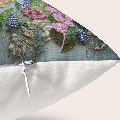 Soft and durable floral embroidered pillowcase with invisible zipper closure. Perfect for decorating bedroom bedding and sofa. Pillow insert not included.