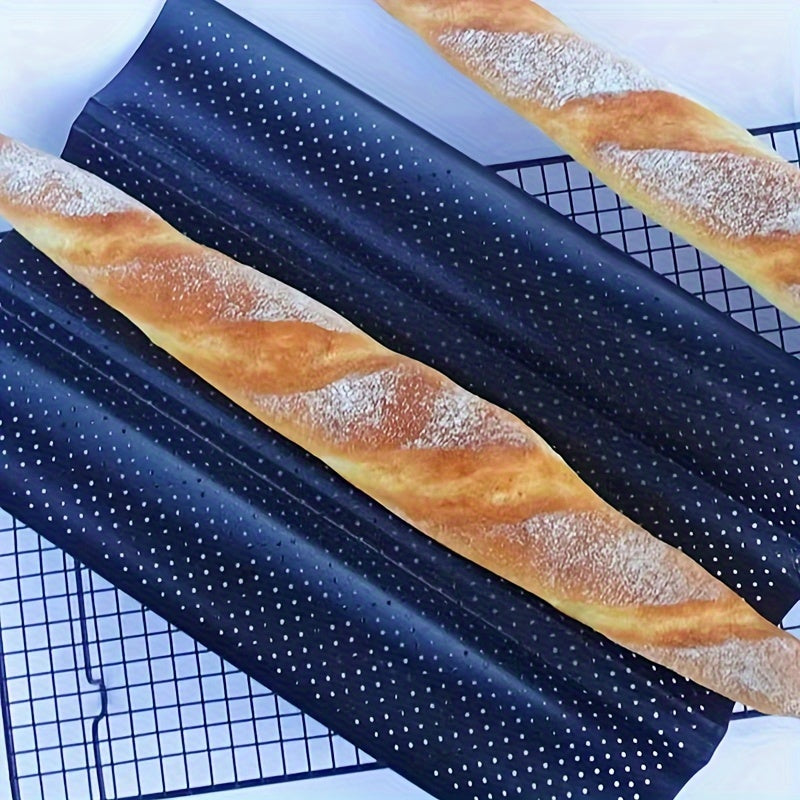 Baguette Baking Pan: Non-stick, One-pack with Mesh Mold and Options for 2, 3, or 4 Slots