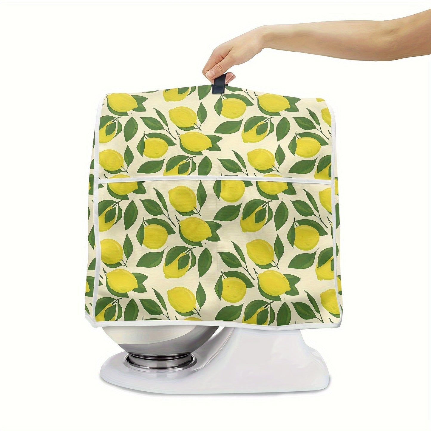 Protect your KitchenAid mixers and coffee makers with the stylish and easy-to-clean Rshubino Lemon-themed dust cover. This appliance protector features a convenient pocket and handle, and is safe for non-food contact.