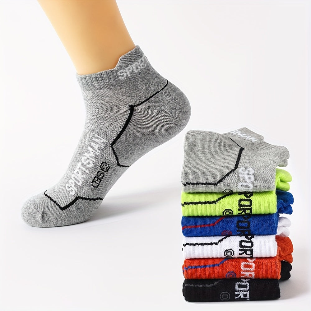 6 pairs of breathable men's short socks for all seasons, sweat-absorbing and sweat-resistant.