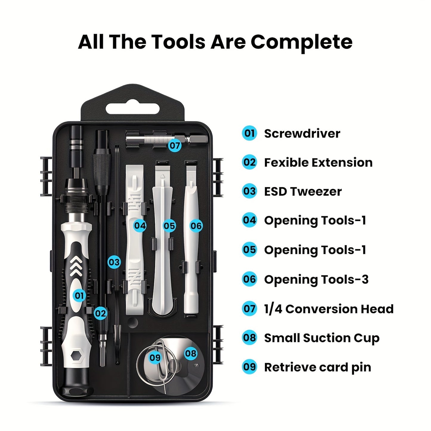 115-in-1 precision screwdriver set with magnetic repair tool kit made of chromium vanadium steel material, suitable for mobile phones, laptops, watches, and electronic products. Ergonomic