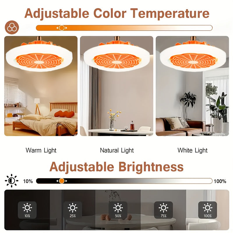 Enhance your home decor with this versatile Green/Orange LED Light and Fan combo. It is easy to install and portable, making it perfect for any room in the house. The light and fan can be used separately to save space and the remote control adds