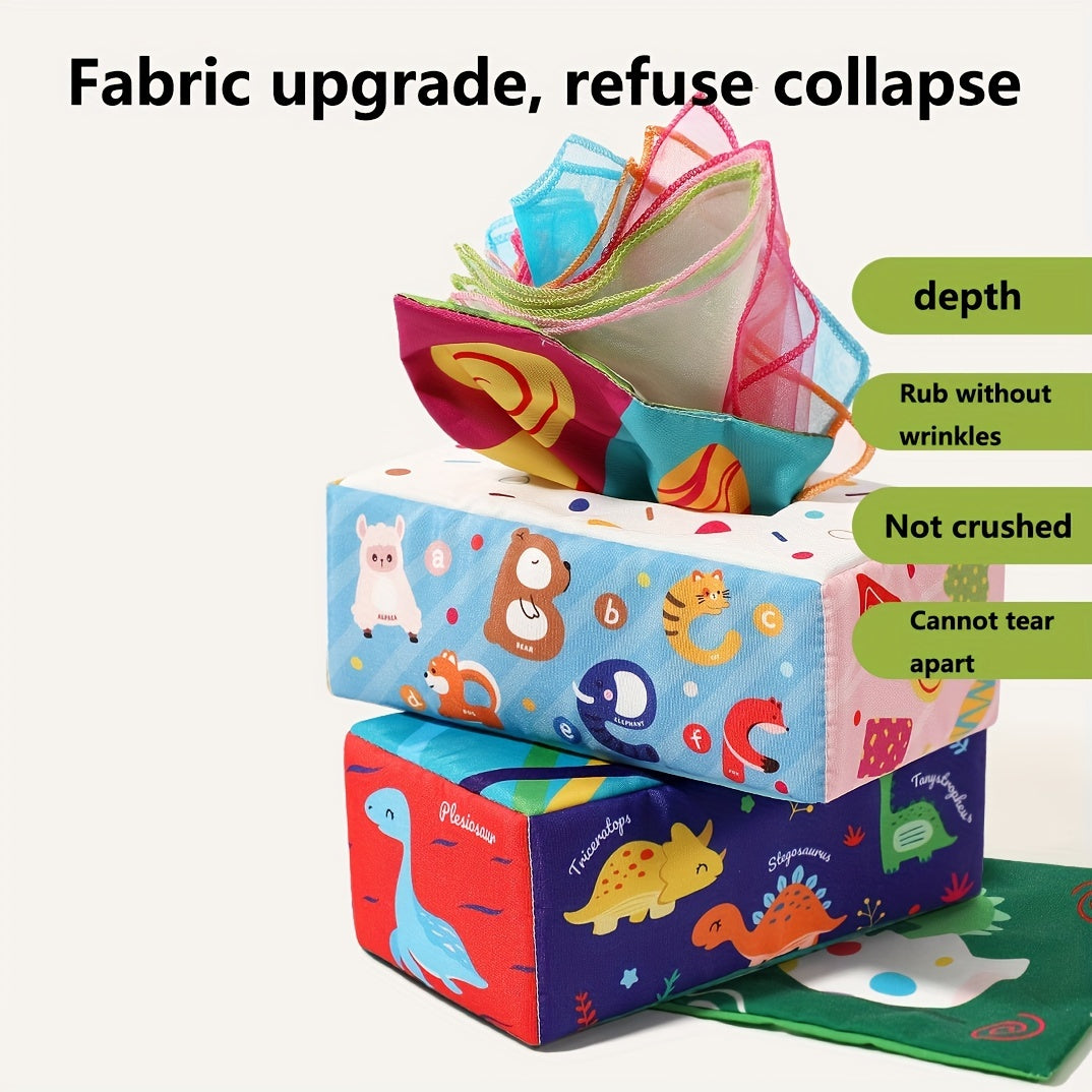 Toys for Babies 6-12 Months: Soft Tissue Box and High Contrast Crinkle Paper Sensory Silk Scarves - Ideal Early Learning Present! Great for Christmas, Halloween, and Thanksgiving gifts.