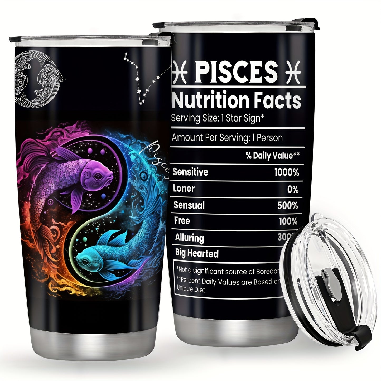 20oz Stainless Steel Zodiac Tumbler - Personalized Constellation Coffee Cup with Horoscope Designs. Leak proof, double wall vacuum insulated with BPA free lid. Ideal for outdoor activities. Perfect gift for various occasions. Machine washable. Leo