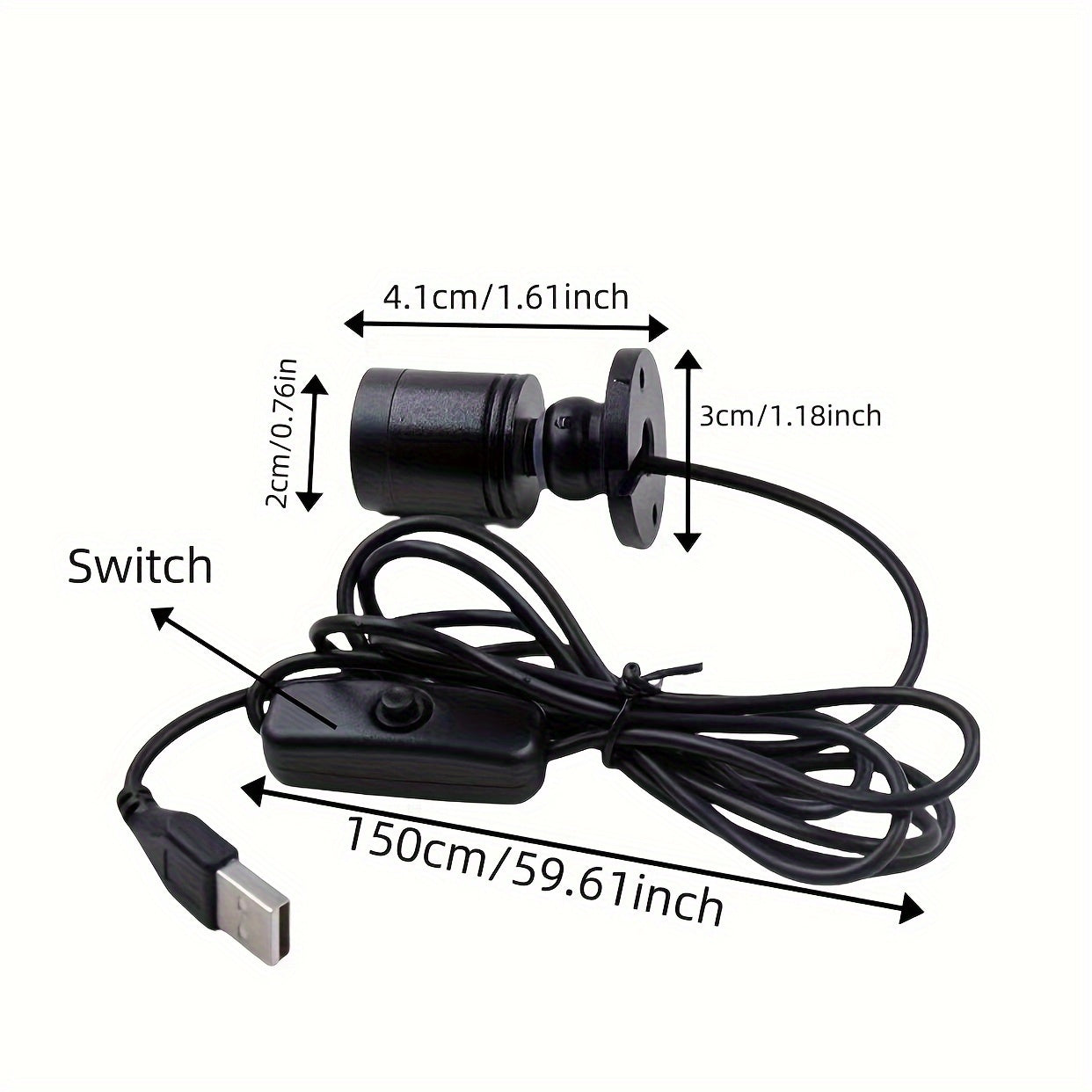 USB-Powered Mini LED Spotlight with 146.3cm Cable for various uses, in Cold White, Warm White, Green, Red, Blue, Yellow.