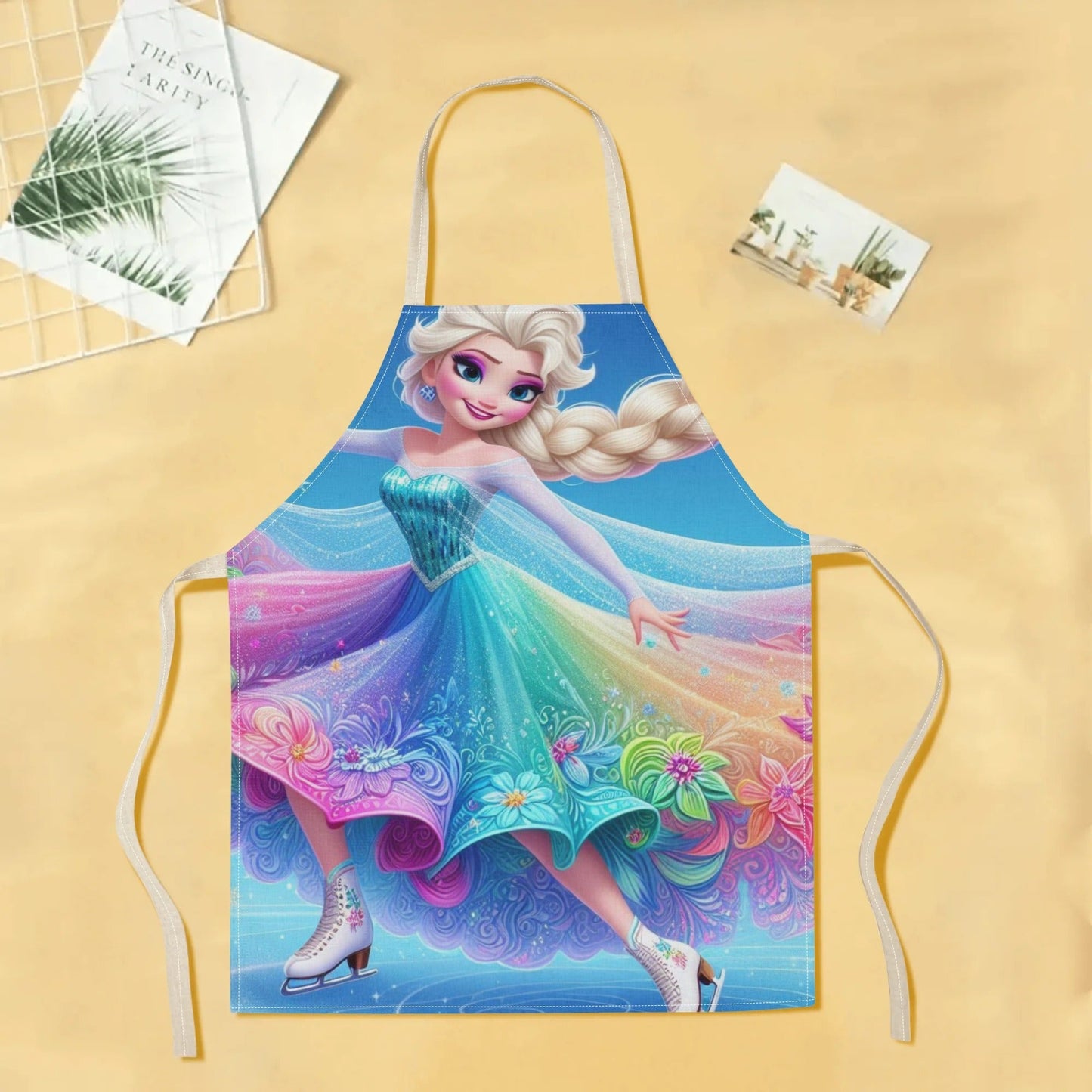 Stay stylish and clean in the kitchen with our Disney Elsa Princess Cartoon Printed Apron. Made from waterproof polyester woven fabric, this apron features a beautiful floral pattern that is perfect for hotel, supermarket, restaurant, fruit shop, milk