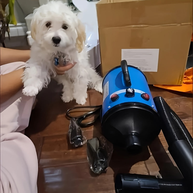 Aookupett Professional Dog Hair Dryer - High-power blower with adjustable heat and speed, includes 4 nozzles for precise grooming.