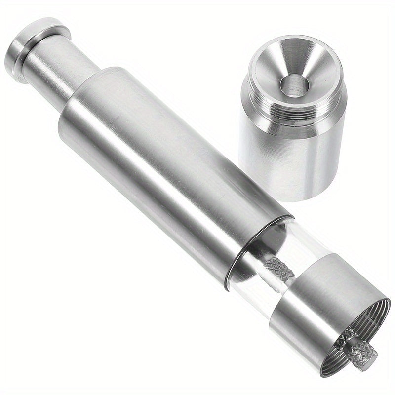 Manual Sea Salt and Pepper Grinder made from durable stainless steel, doesn't need electricity to function, and features a coarse grind option.