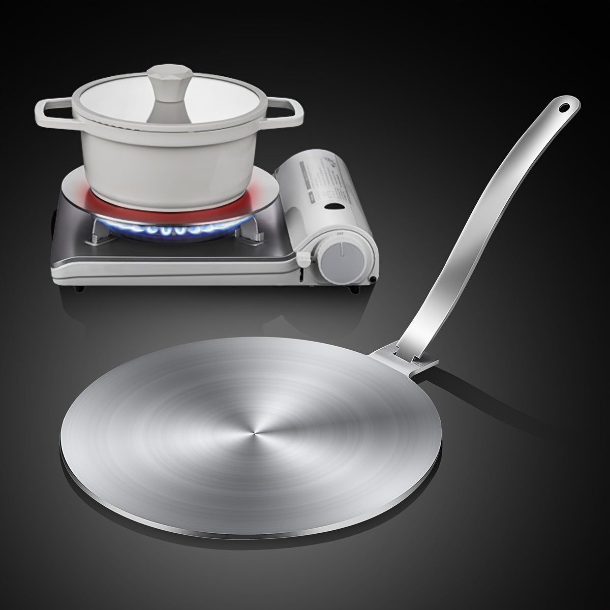 Choxila Stainless Steel Heat Diffuser Plate is designed with a detachable handle, making it suitable for use on both gas and induction stoves. It is an ideal tool for cooking milk and coffee with precise heat control.