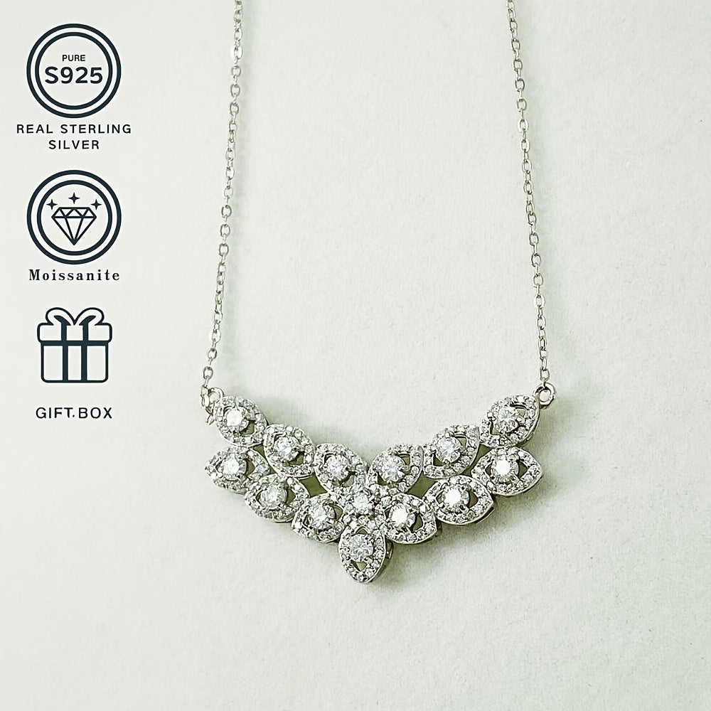 Stunning Boho-Chic 0.1 Carat D-Grade Moissanite Necklace, 925 Sterling Silver Plated, Lab-Created Stone, December Birthstone, Perfect Thanksgiving Gift, Versatile Jewelry for Every Season, Lightweight 6.05g