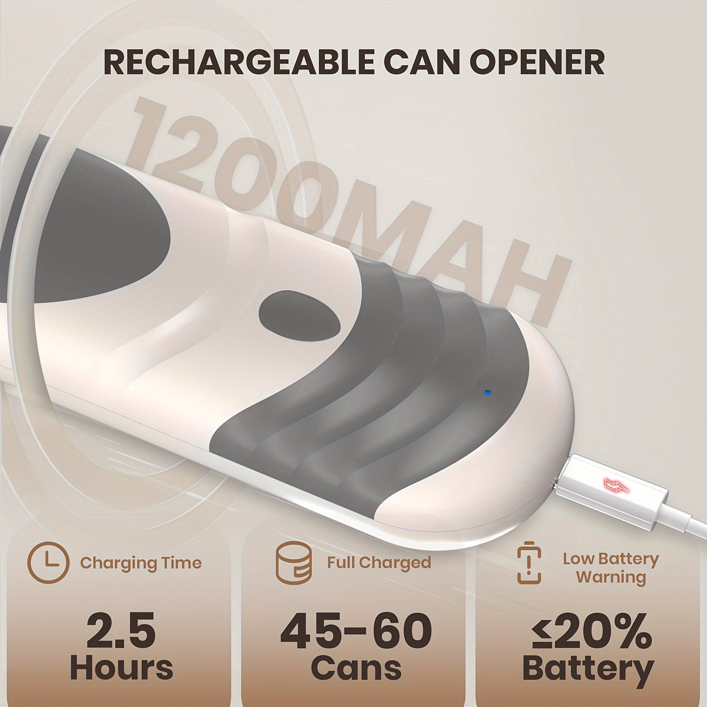 Mini Electric Can Opener, USB Rechargeable, Includes Replaceable Knife Head, One-touch Automatic Operation, Safe Operation without Hand Injury, Magnetic Lid Holder, Ideal for Seniors and Individuals with Disabilities.