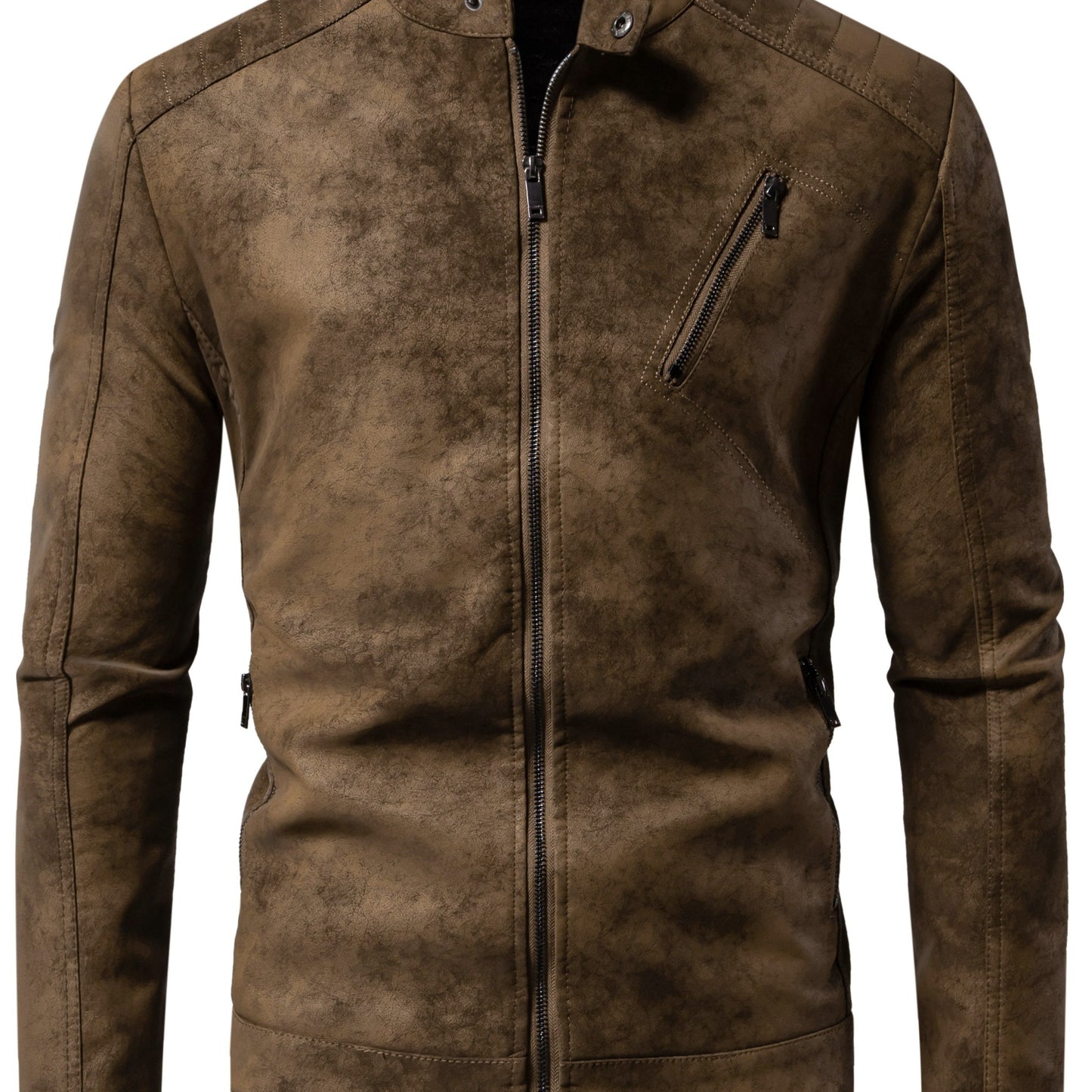 Men's retro bomber jacket made of imitation suede PU leather, ideal as a gift.