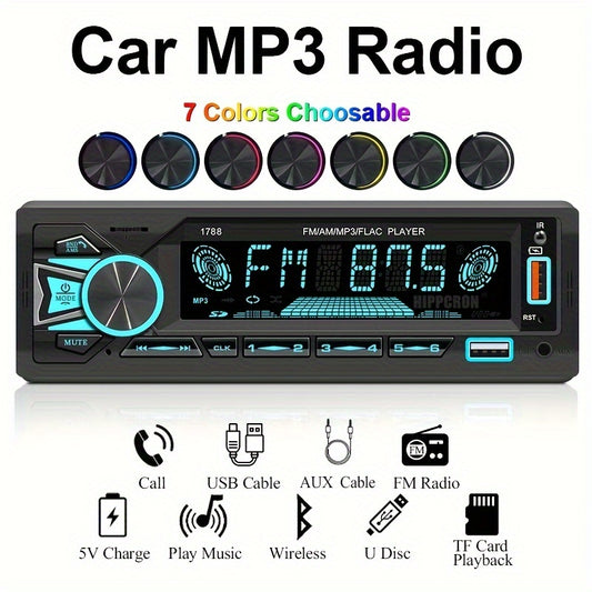 1pc Car Radio Stereo 1din MP3 Player with 60Wx4 FM Receiver, Remote Control, AUX/USB/TF Card Input Kit