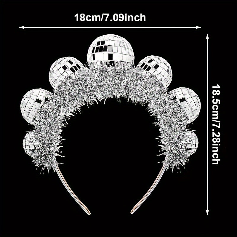 Головные уборы для Рождества и Нового года. Обруч в форме диско-шара с блестками для креативного праздничного образа.