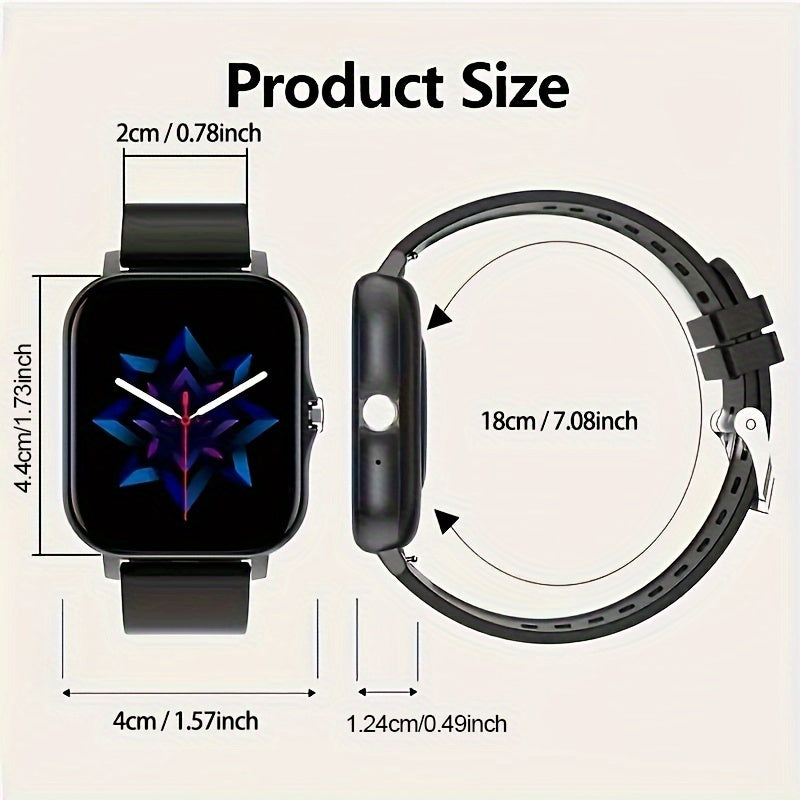 Touch screen smart watch with real-time caller ID & information alerts, seamless data sync for both iPhone and Android, USB charging, silicone strap, metal body, 240P TFT display - ideal