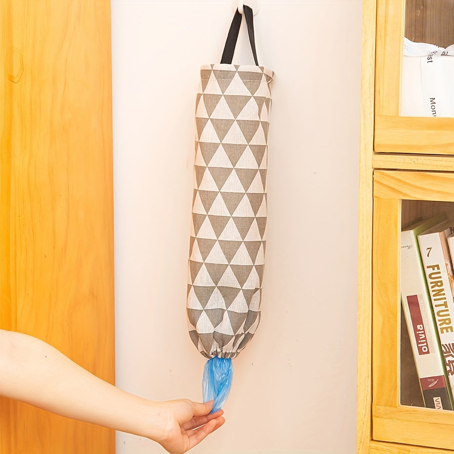 Versatile Hanging Storage Bag with Geometric Pattern for Simple Kitchen Wall Mounting