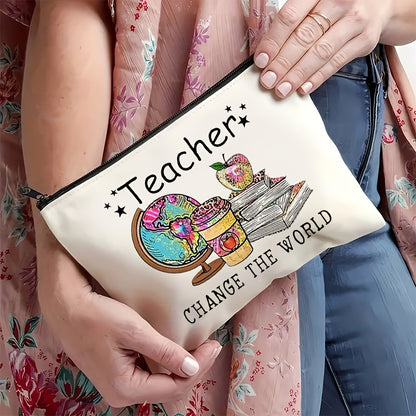 Durable polyester makeup bag, great for gifts or personal use, scent-free and non-waterproof. Ideal for teachers for retirement, birthday, graduation, or Teacher's Day.