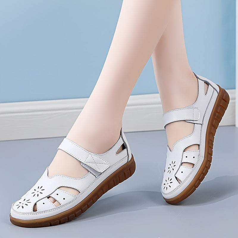 Womens comfy flats with soft sole and ankle belt