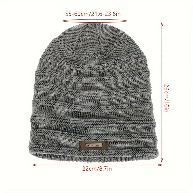 Versatile Knitted Hat for both Men and Women, Features Double Layer and Plush Velvet Lining - Perfect Gift Option