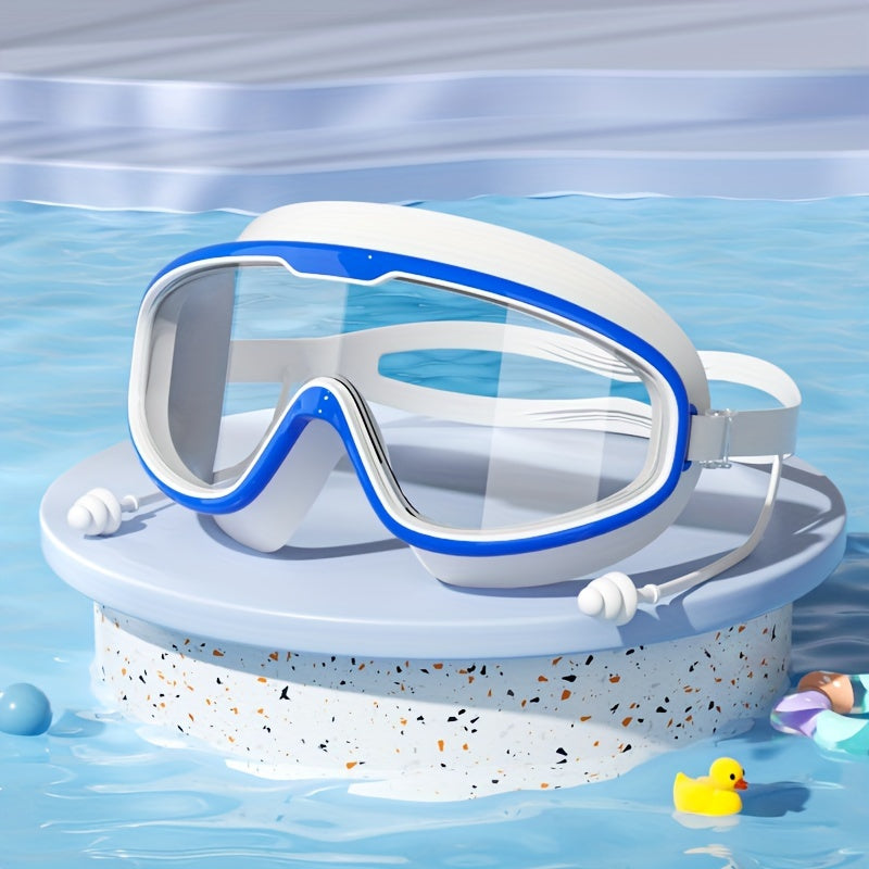 Large frame waterproof swimming glasses with anti-fog goggles, ideal for swimming training.