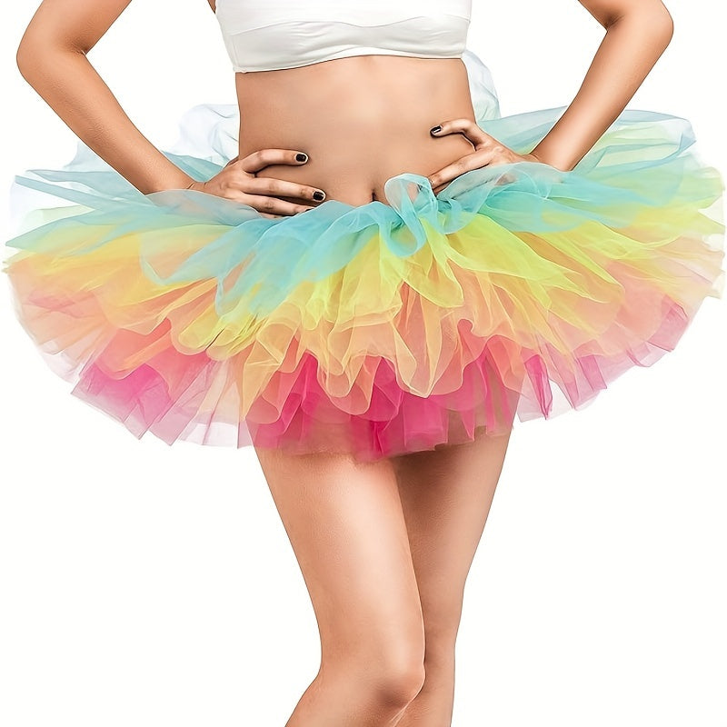 Get ready to party with this Fluffy 80s Tutu Skirt! Perfect for women and teens, this elastic waist skirt features 5 layers of tulle for an ultra-fluffy look. Ideal for Halloween, costume parties, and holiday festivities like Christmas.