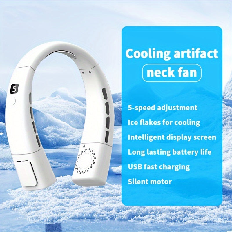 Portable and Quiet Dual Turbo USB Neck Fan with Powerful Airflow, 5-Speed Cooling, Long Battery Life - Perfect for Sports, Travel, and Back to School in 2025