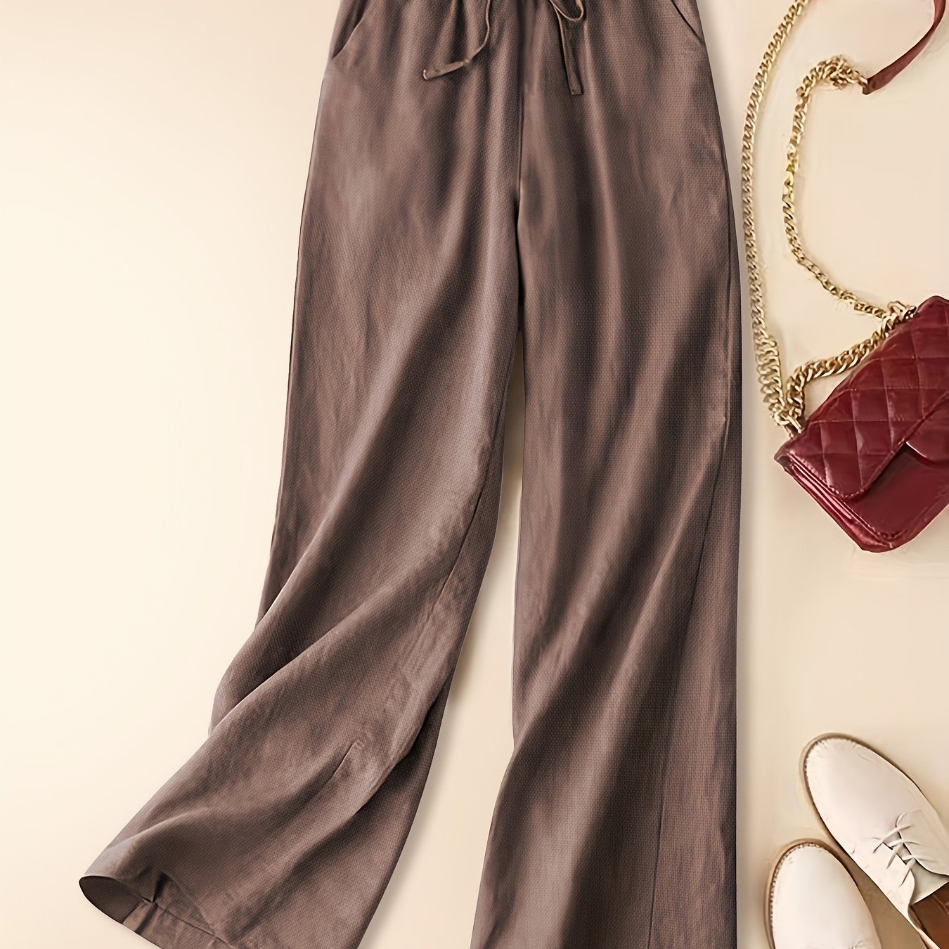 Drawstring wide leg pants for women, perfect for spring and summer casual wear.