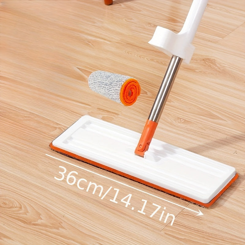 Flat Mop for Home Use - Hands-free, Rotating Design for Dry and Wet Cleaning - Easy to Use Lazy Floor Mop with Water Absorbing, Non-stick Features and Stainless Steel Pole