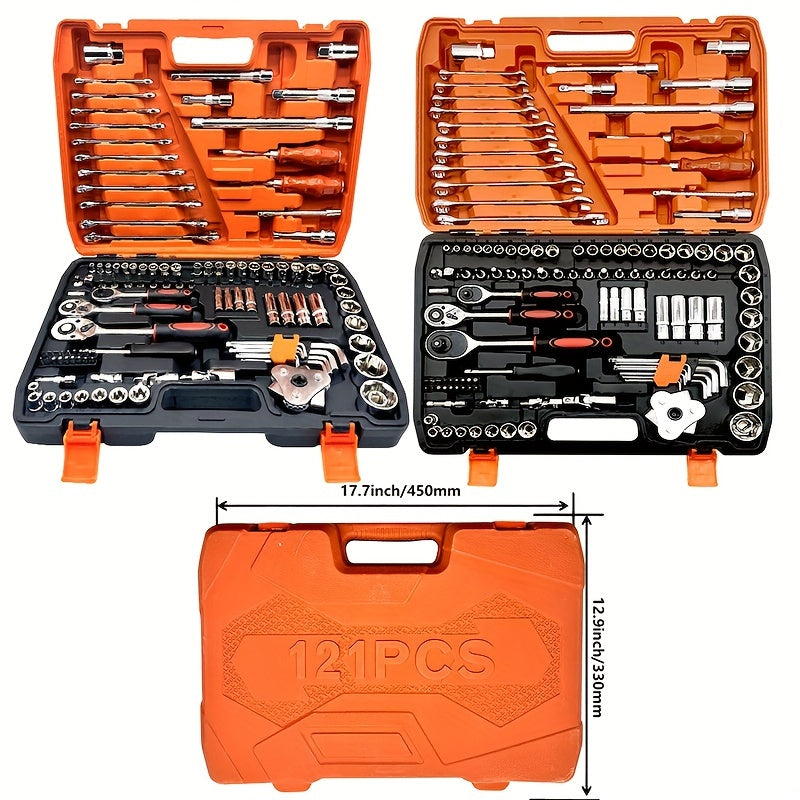 53/82/121/151 pcs of Stainless Steel Automotive Repair Tool Kits with Quick Ratchet Wrenches for Off-Road Motorcycles And Bicycle Maintenance - Complete Automotive Repair Accessories