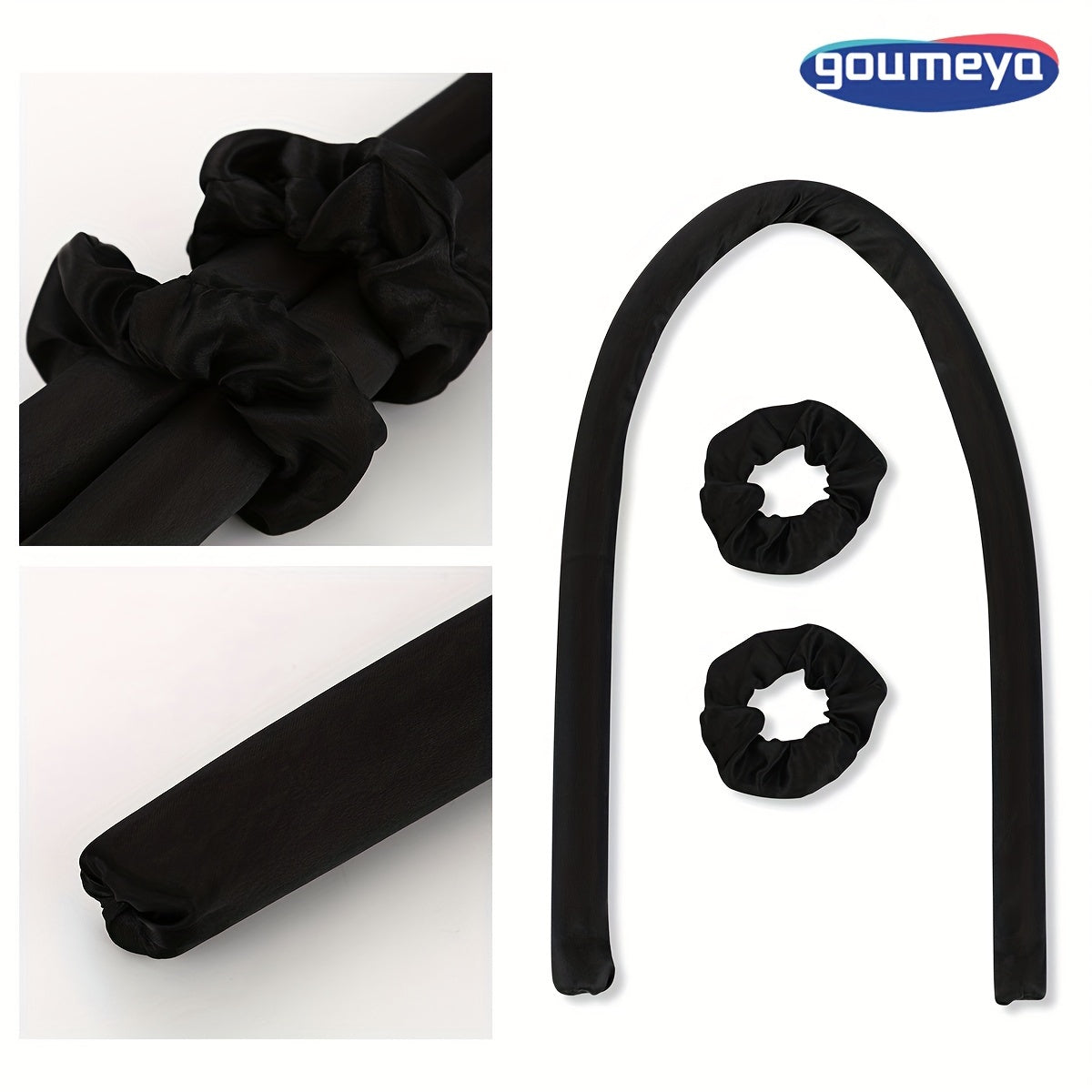 Heatless curling rod headband for natural soft waves using silk ribbon curling rod hair roller with hair tie, a DIY styling tool for overnight use.