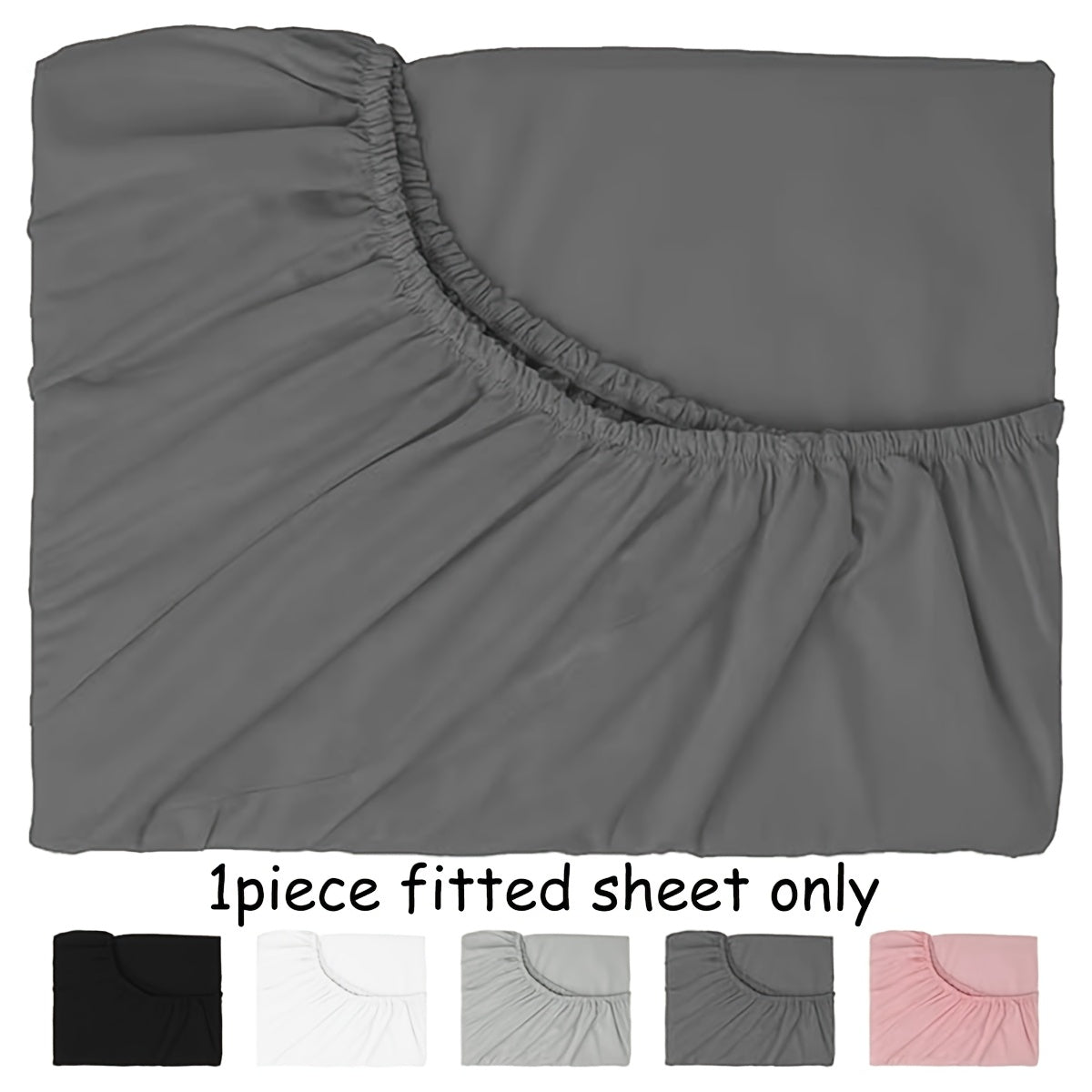 High-end 100% Microfiber Fitted Sheet with 35.56cm Deep Pockets, Elasticized Corners for Secure Fit, Machine Washable, Fade-Resistant Dark Gray - Perfect for Hotel and Home Full Size Beds