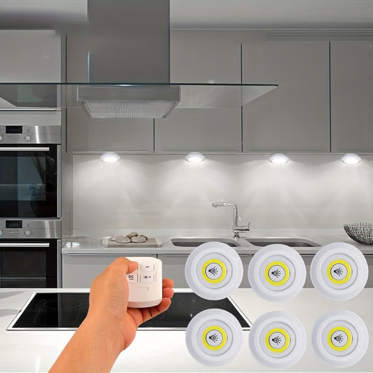 Smart Wireless LED Under-Cabinet Lights with Remote Control, for Wardrobe, Kitchen, and more. Available in 6pcs, 3pcs, 1pc.