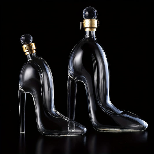 Classy glass decanter for wine, liquor, and spirits - Great gift for anyone - Ideal for bar decor, 750ml/375ml.