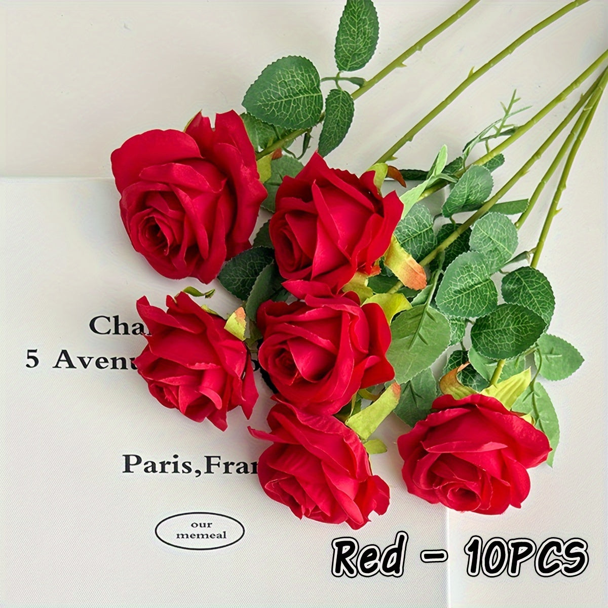 Roses: 10 Decorative Faux Roses with Soft Thron Stems, 51.05cm, Ideal for Wedding Decoration and Home Décor