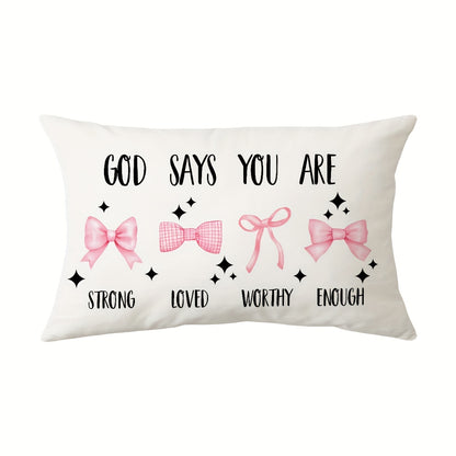 Pink Coquette Bow Throw Pillow Cover - 29.97cm*50.04cm or 44.96cm*44.96cm - Farmhouse Decor for Home, Couch, Sofa, Living Room, Bedroom - No Pillow Insert Included