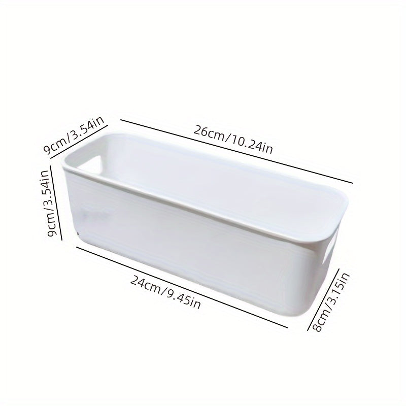 Set of 10 white plastic storage boxes- versatile organizer for kitchen, bedroom, bathroom.