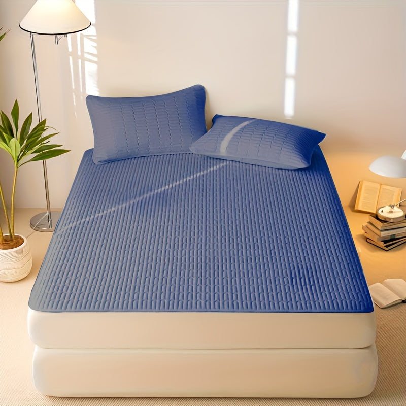 Ultra-Thin Mattress Pad with Waterproof Protection - Sleek Solid Color Design, Ideal for Bedroom & Dorm Use, Suitable for Single to Double Beds, Hand Wash Recommended - Pillowcase Sold Separately