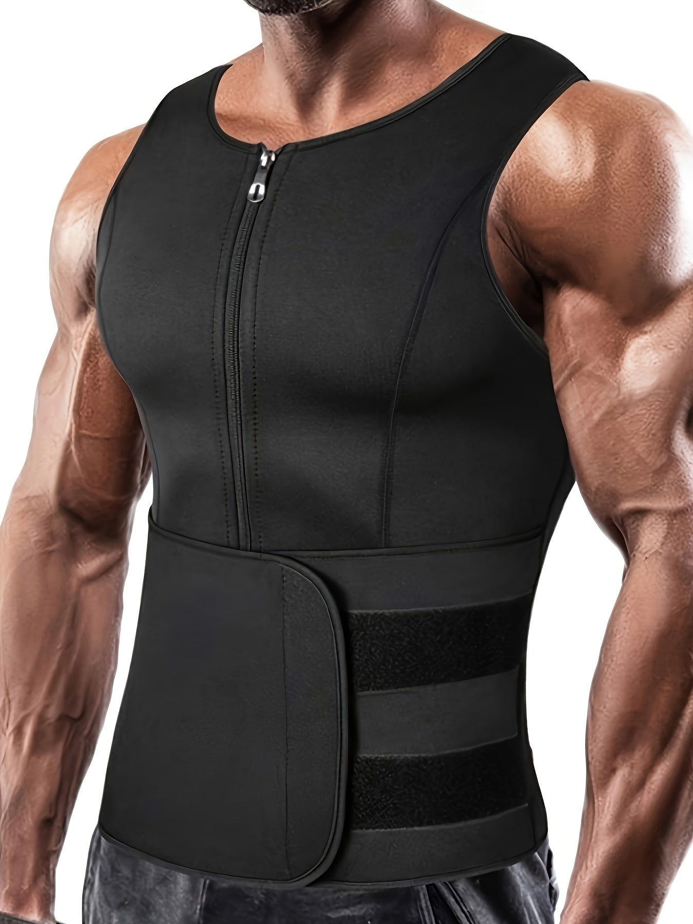 Men's adjustable compression tank top and waist trainers