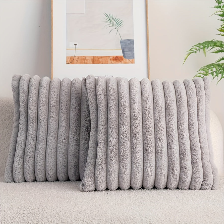 Elevate your living room decor with the luxurious Faux Rabbit Fur Throw Pillow Cover. This soft, plush, and cozy cover features a drawstring closure for easy insertion, making it perfect for adding a touch of Nordic charm to your sofa. Machine washable